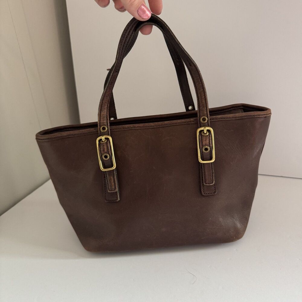 COACH mini market tote bag leather 9846 vintage hangtag brown